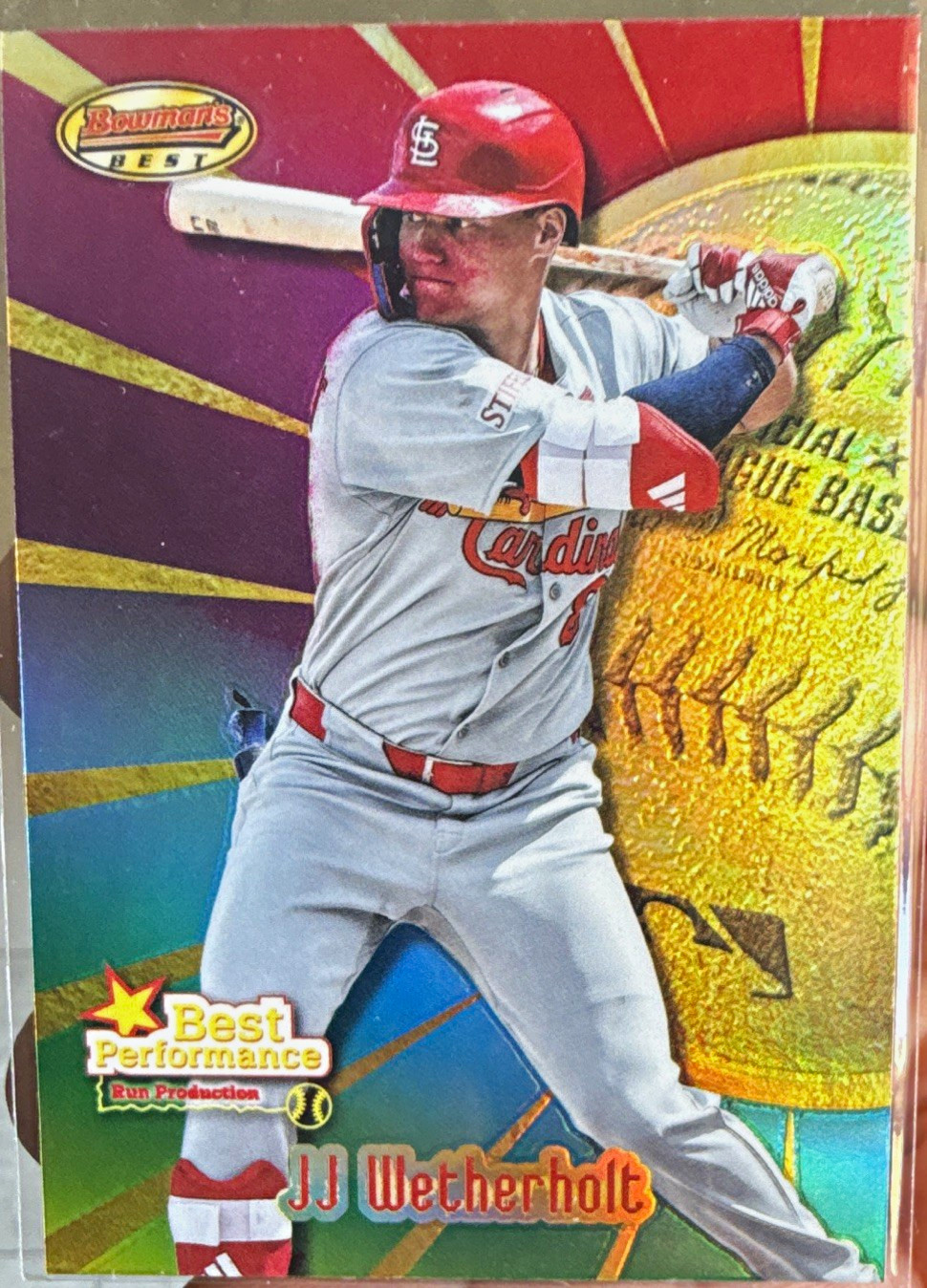 Topps 2025 Bowman\'s Best Best Performance JJ Wetherholt Cardinals #BP-15 Topps 2025 Bowman\'s Best Best Performance JJ Wetherholt Cardinals #BP-15