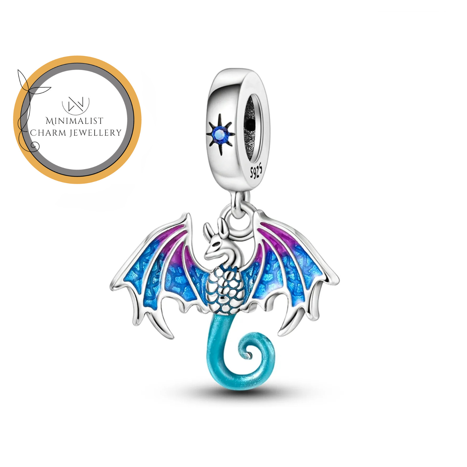 Colorful Dragon Charm For Bracelet, Fantasy Flying Dragon Charms For Bracelet