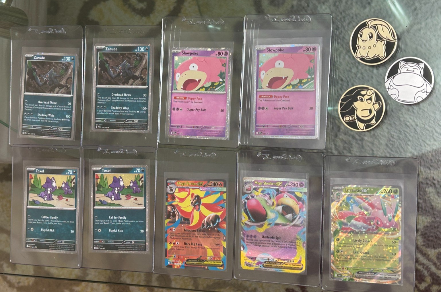 Pokémon Card Lot: Mega Slowbro EX, Lurantis GX, Zarude + 3 Coins (9 Cards Total) Pokémon Card Lot: Mega Slowbro EX, Lurantis GX, Zarude + 3 Coins (9 Cards Total)