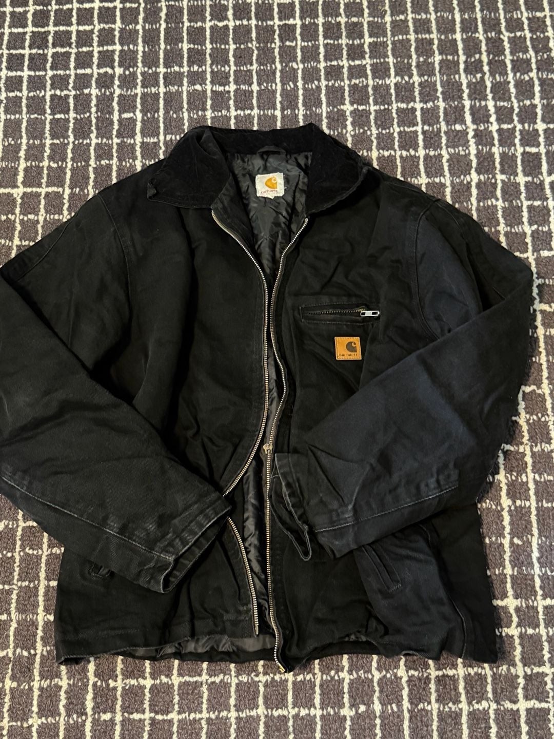 Carhartt Detroit Jacket Black Quilted Lined Canvas XL Carhartt Detroit Jacket Black Quilted Lined Canvas XL