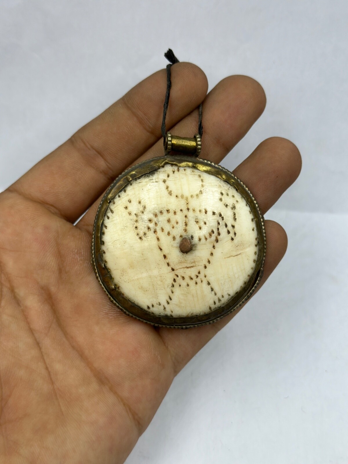 Antique handmade old brass pendent with shell near eastern Antique handmade old brass pendent with shell near eastern
