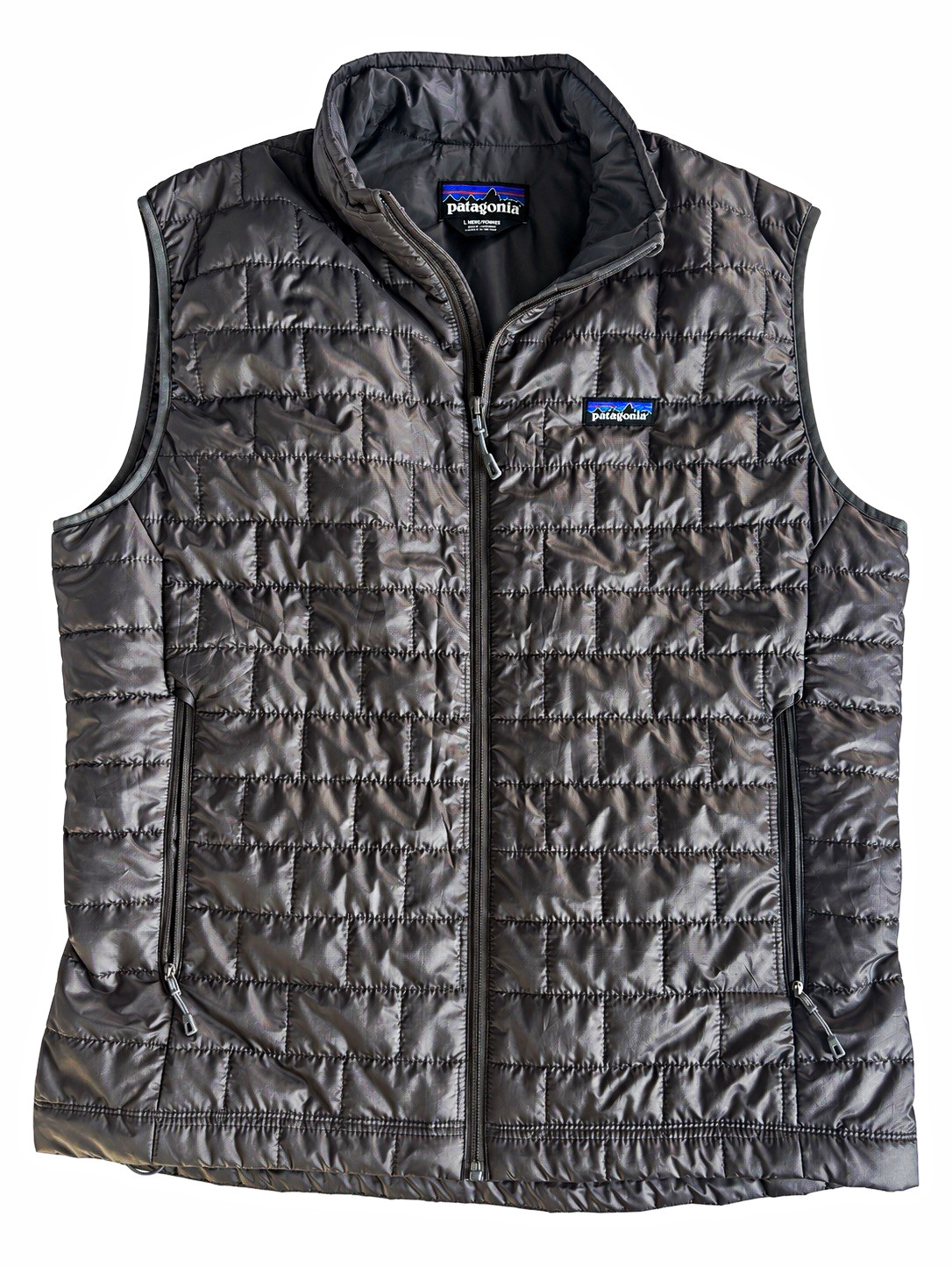 Patagonia Down Sweater Vest Men’s Large Black Gray Quilted Puffer Full Zip Patagonia Down Sweater Vest Men’s Large Black Gray Quilted Puffer Full Zip