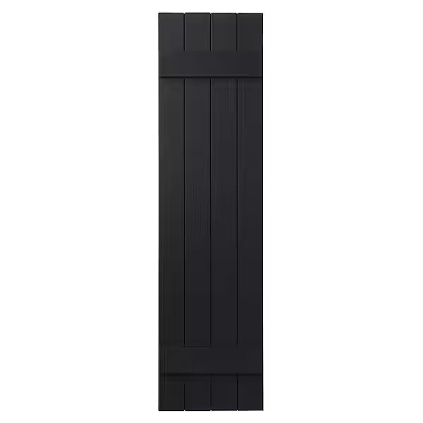Ply Gem 15x47in 4-Board Closed Board and Batten Shutters Pair in Black Ply Gem 15x47in 4-Board Closed Board and Batten Shutters Pair in Black