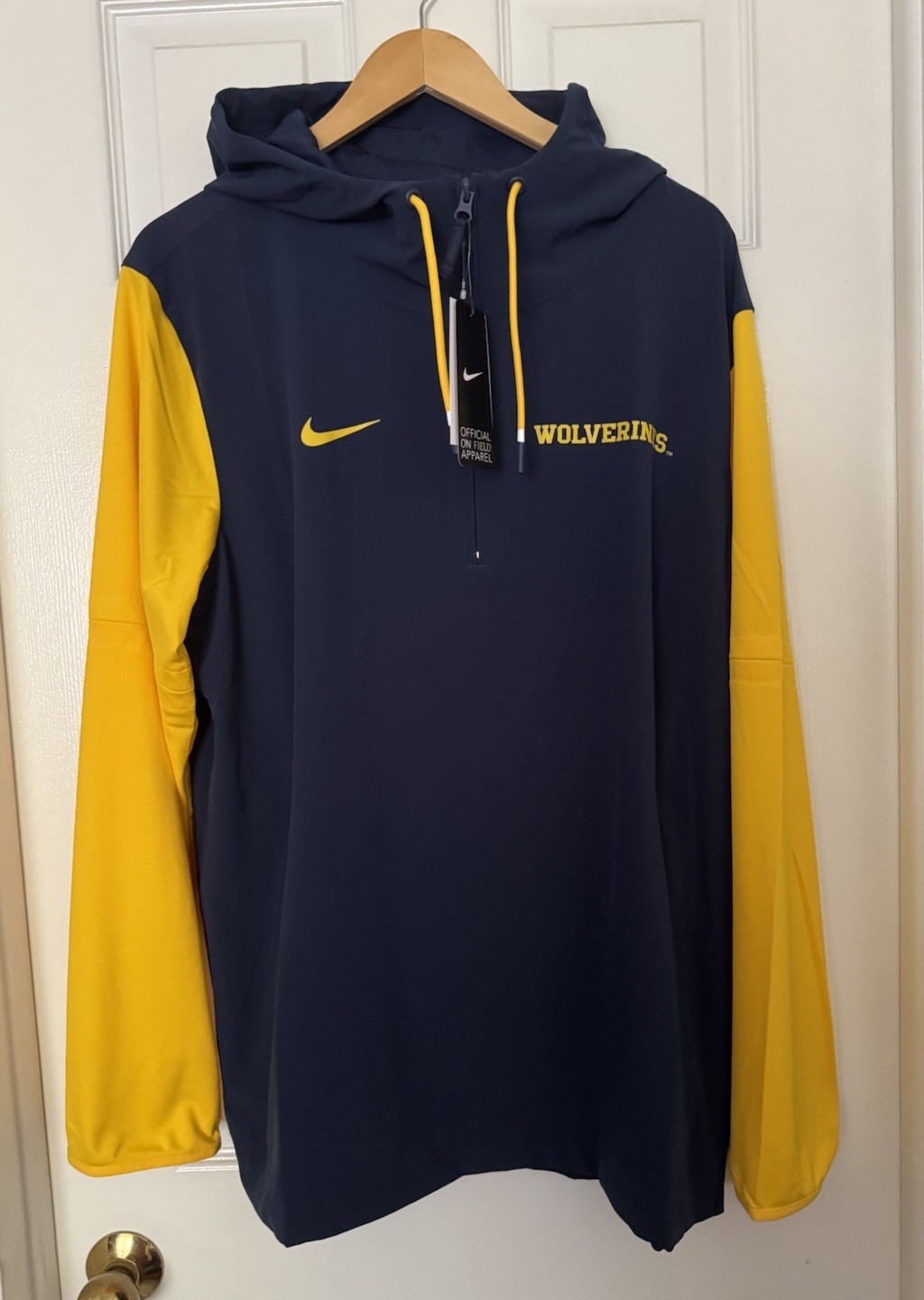 Nike Men’s Medium Michigan Wolverines Team PE Long Sleeve Half-Zip Hooded Jacket