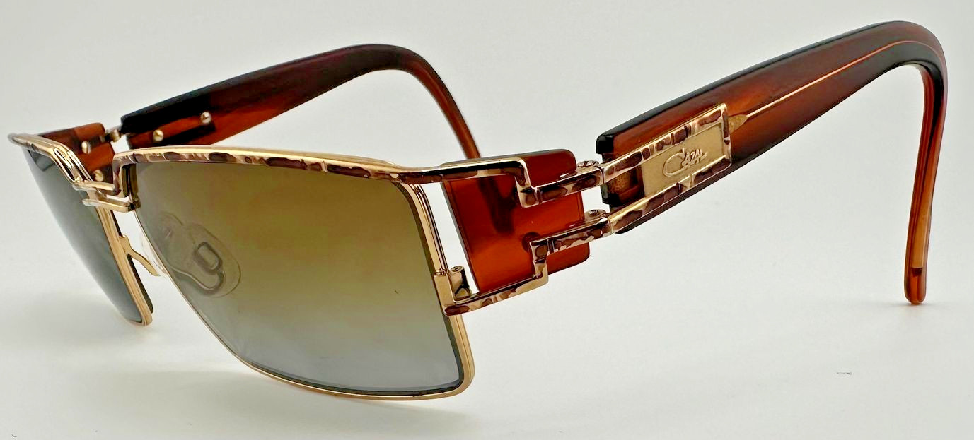 Cazal Authentic Vintage Eyeglasses Frames Only Gold Brown Print appx 55-18-125