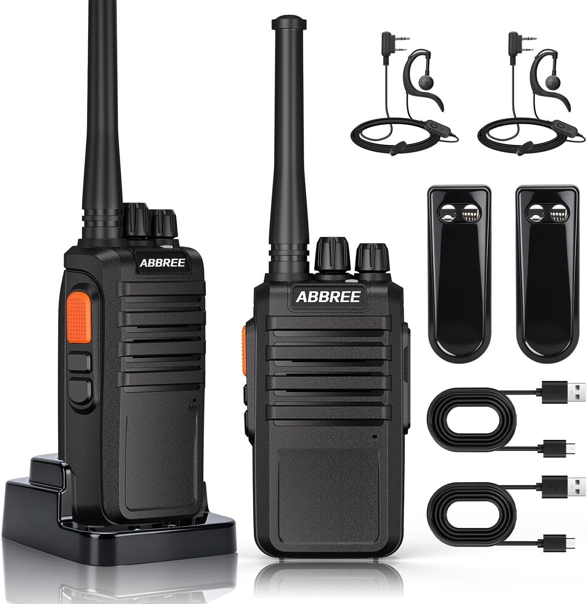 2 PACK Long Range Walkie Talkie 100 Mile Two Way Radio Charge Headset Waterproof
