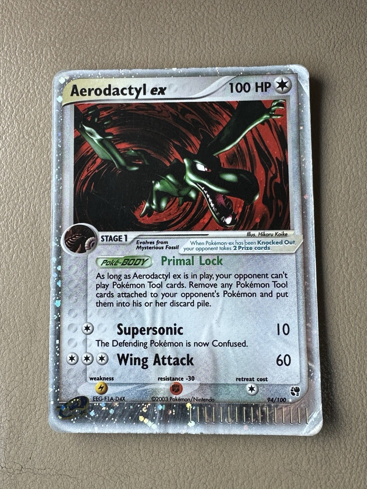 Aerodactyl ex 94/100 EX Sandstorm Holo DAMAGED Aerodactyl ex 94/100 EX Sandstorm Holo DAMAGED