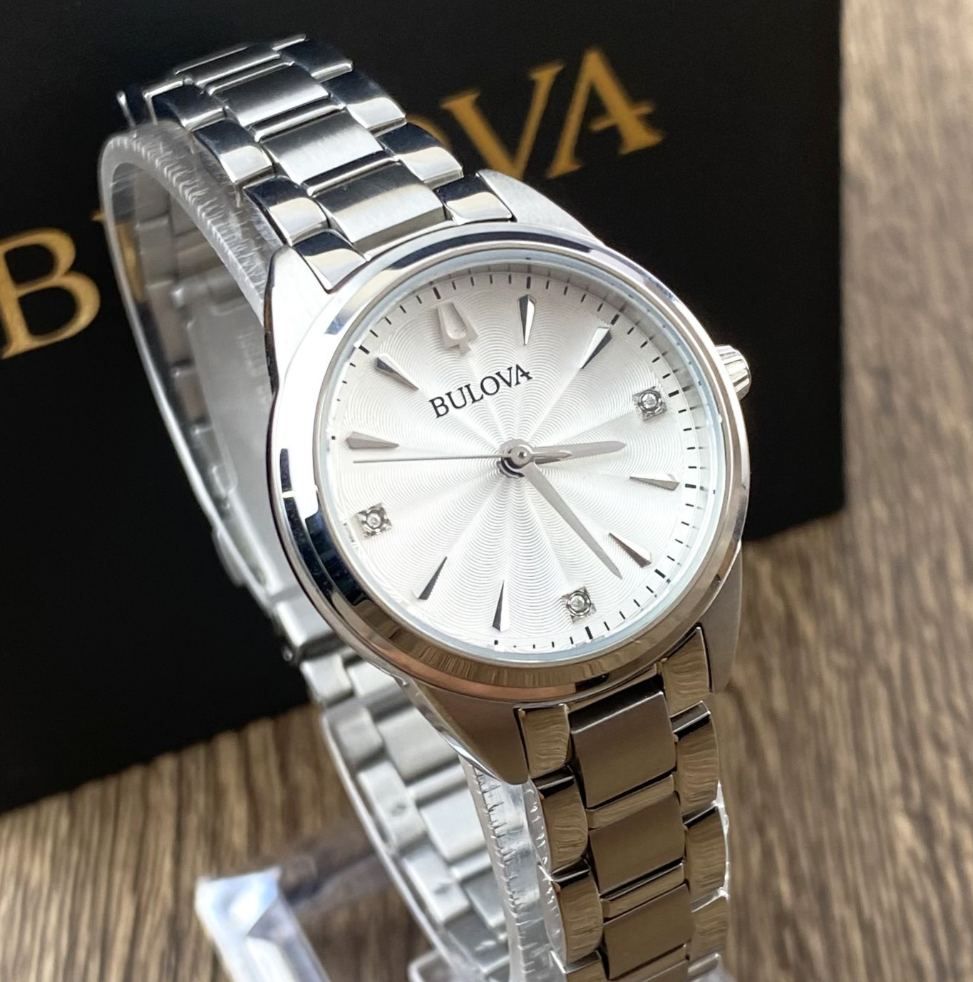 Bulova Sutton 96P219 Diamonds White Dial Stainless Steel Women's Watch