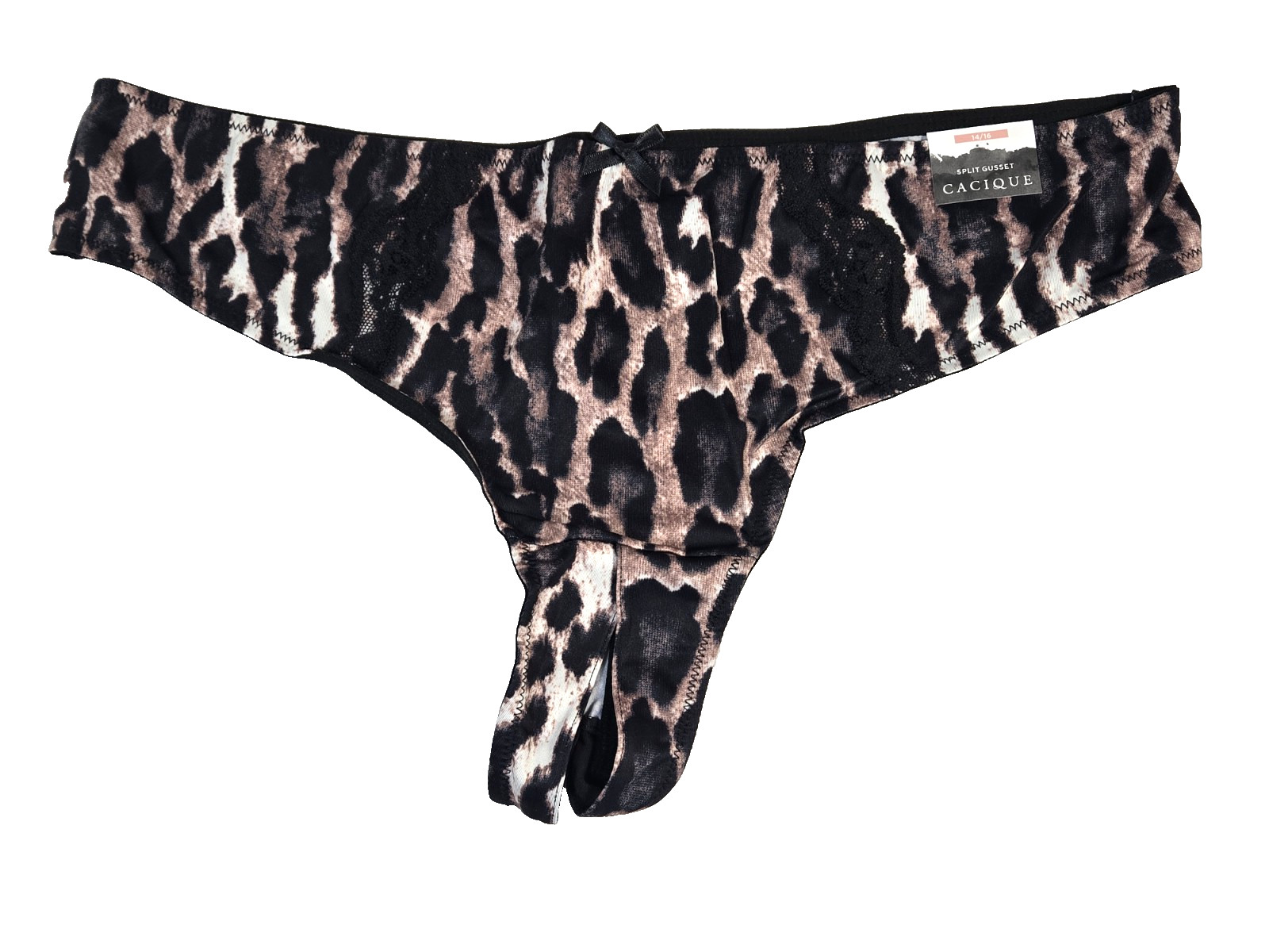 Women Panty Cacique New With Tags Animal Print Split Gusset Thong 14/16