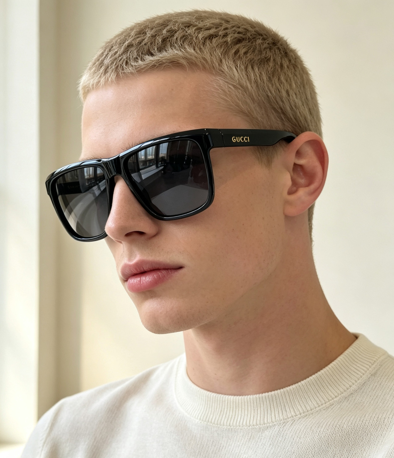 GUCCI GG0381S 57-16-143 Gloss Black Square Unisex Sunglasses GUCCI GG0381S 57-16-143 Gloss Black Square Unisex Sunglasses