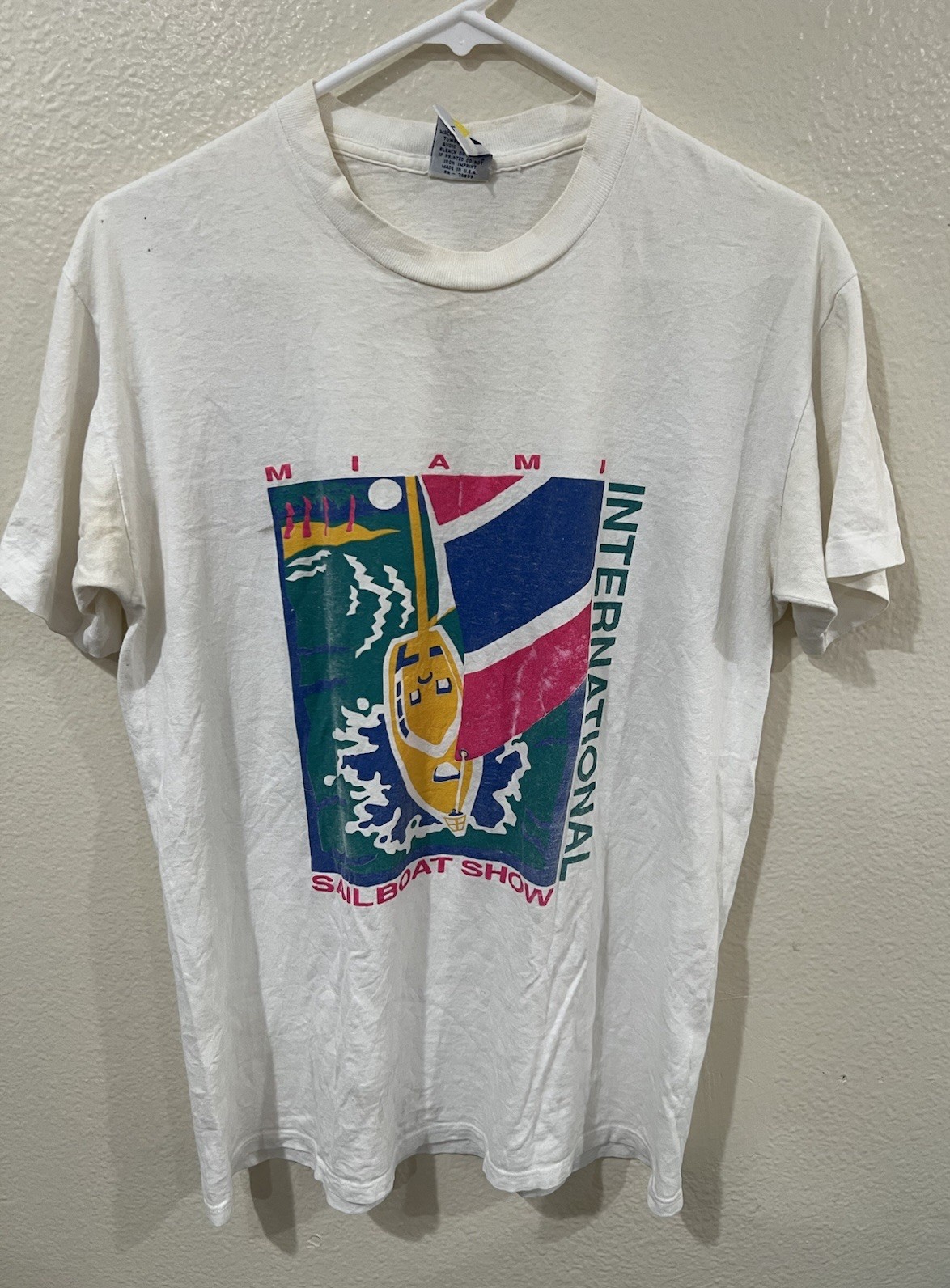 Vintage 80s 90s Miami Sailboat Show T Shirt Single Stitch Made In US Graphic Tee