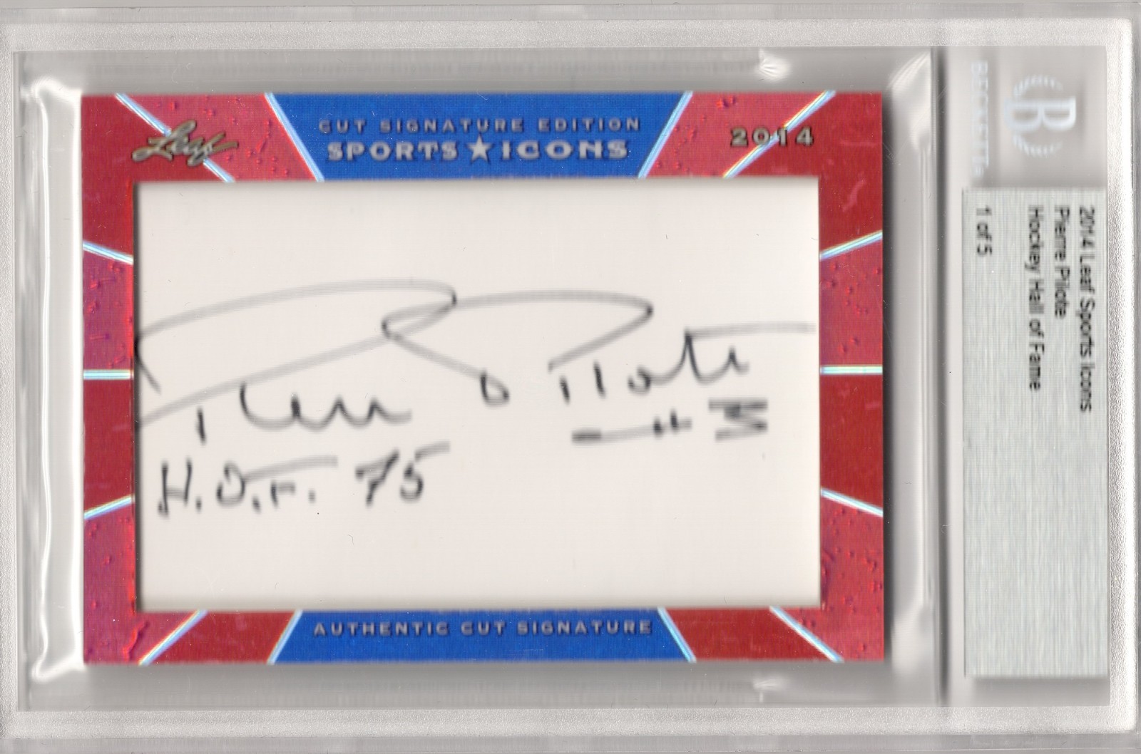 2014 Leaf Sports Icons Pierre Pilote Auto 1/5 BGS Blackhawks HOF 75 Inscribed