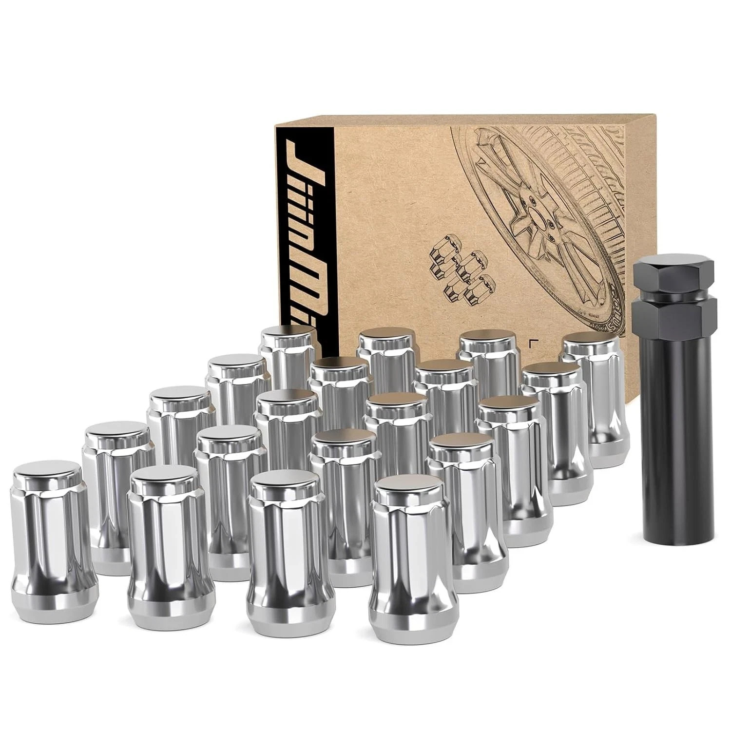 20PCS 1/2X20 Lug Nuts Chrome with 6 Spline Tuner, 1/2 20PCS 1/2X20 Lug Nuts Chrome with 6 Spline Tuner, 1/2