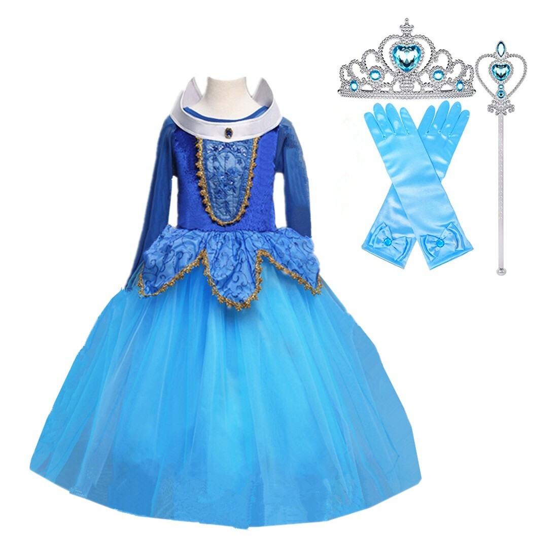 Sleeping Beauty Princess Aurora Costume Party Dress For Girls Pink And Blue Set Sleeping Beauty Princess Aurora Costume Party Dress For Girls Pink And Blue Set