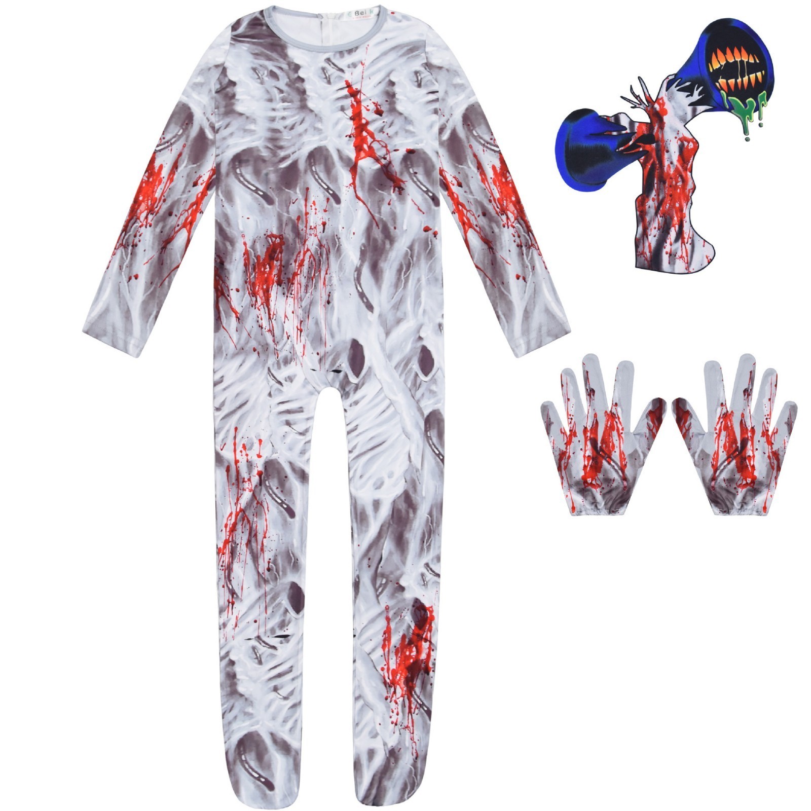 Halloween Horror Games Siren Head Costume Boys Cosplay Bodysuit Set Party Suit