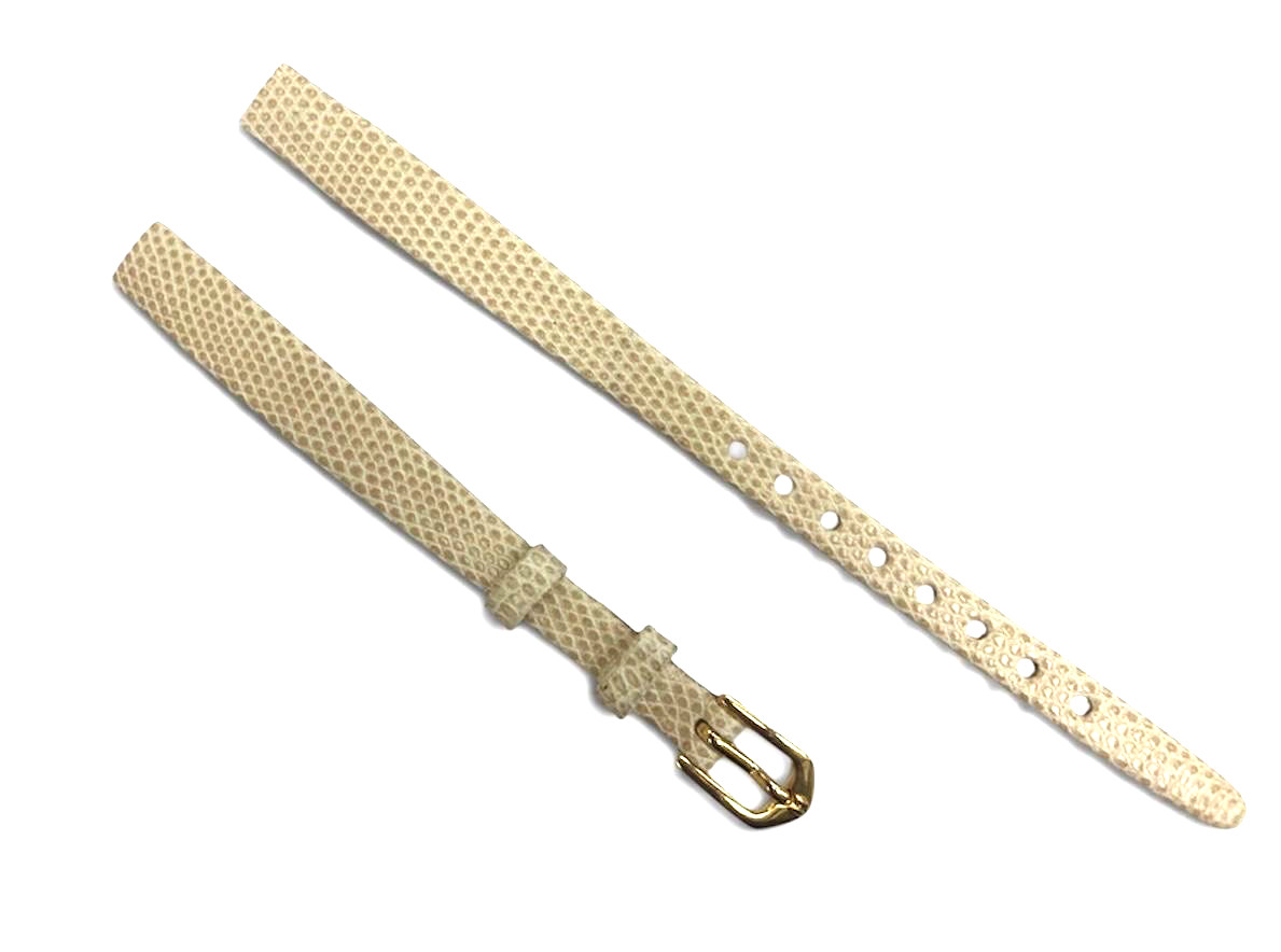 9mm Genuine Lizard Open End Leather Women Watch Strap - Beige