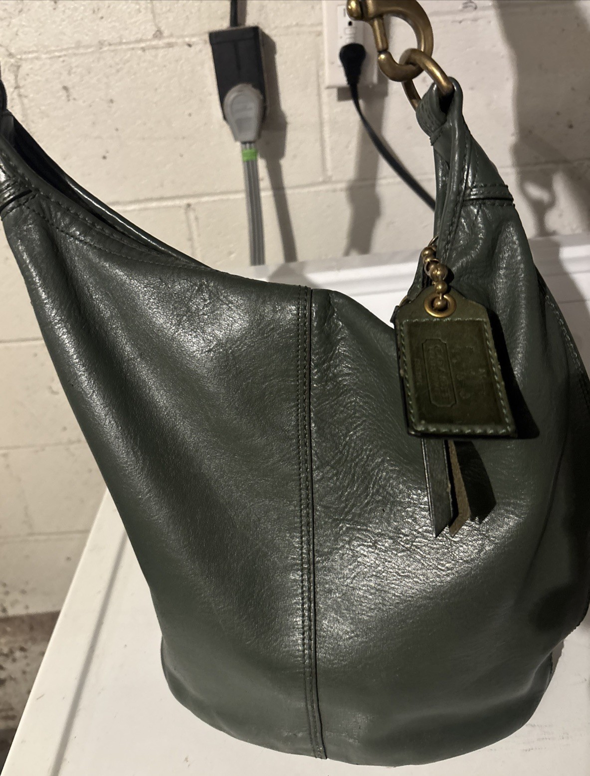 Coach Bleeker Tattersall Leather Bucket Bag Shoulder 11423 Forest Green Coach Bleeker Tattersall Leather Bucket Bag Shoulder 11423 Forest Green