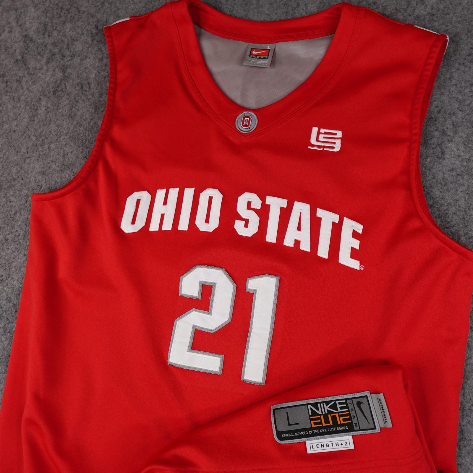 Ohio State Buckeyes Jersey Mens Large Red NCAA Basketball Nike Elite #21 Vintage