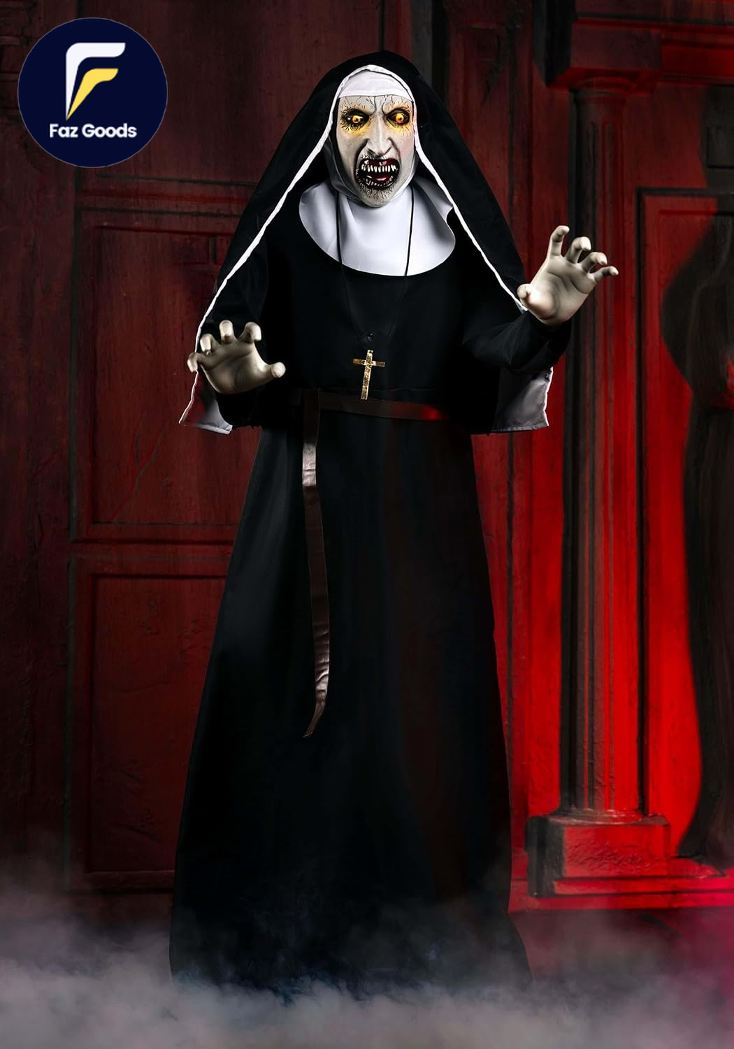 5.4FT the Nun Animatronic Decoration Life Size Scary Nun with Light up Eyes