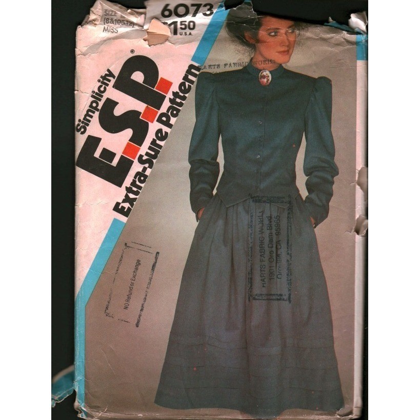 Simplicity 6073 ESP Sewing Pattern Misses Fitted Two-Piece Dress Skirt Size 8-10