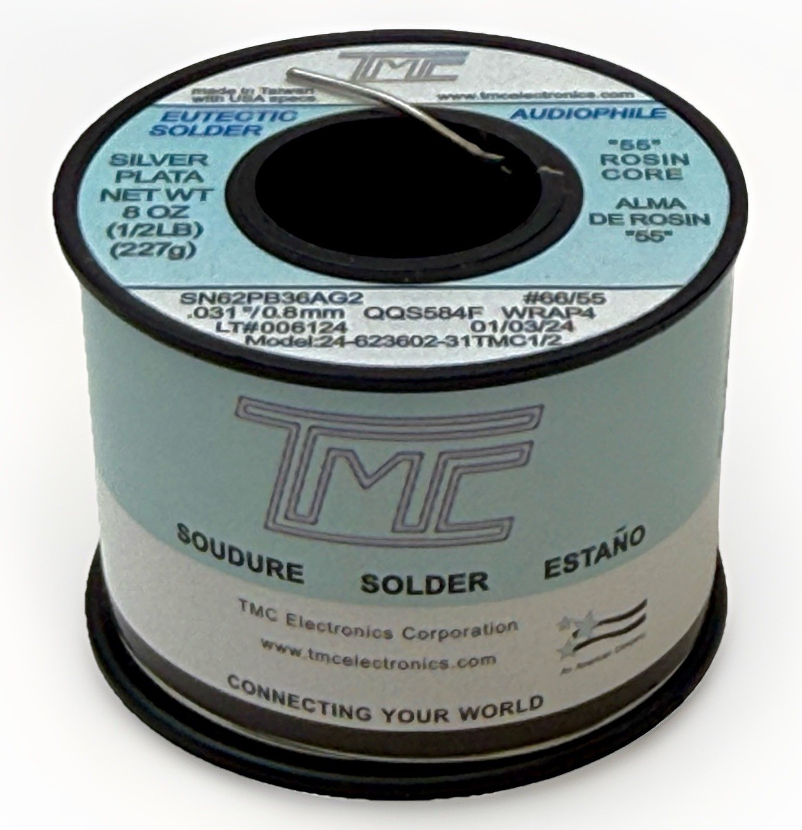 62/36/2 EUTECTIC SILVER SOLDER 2.2% Rosin Core 1/2 LB 227g AUDIOPHILE,USA SELLER