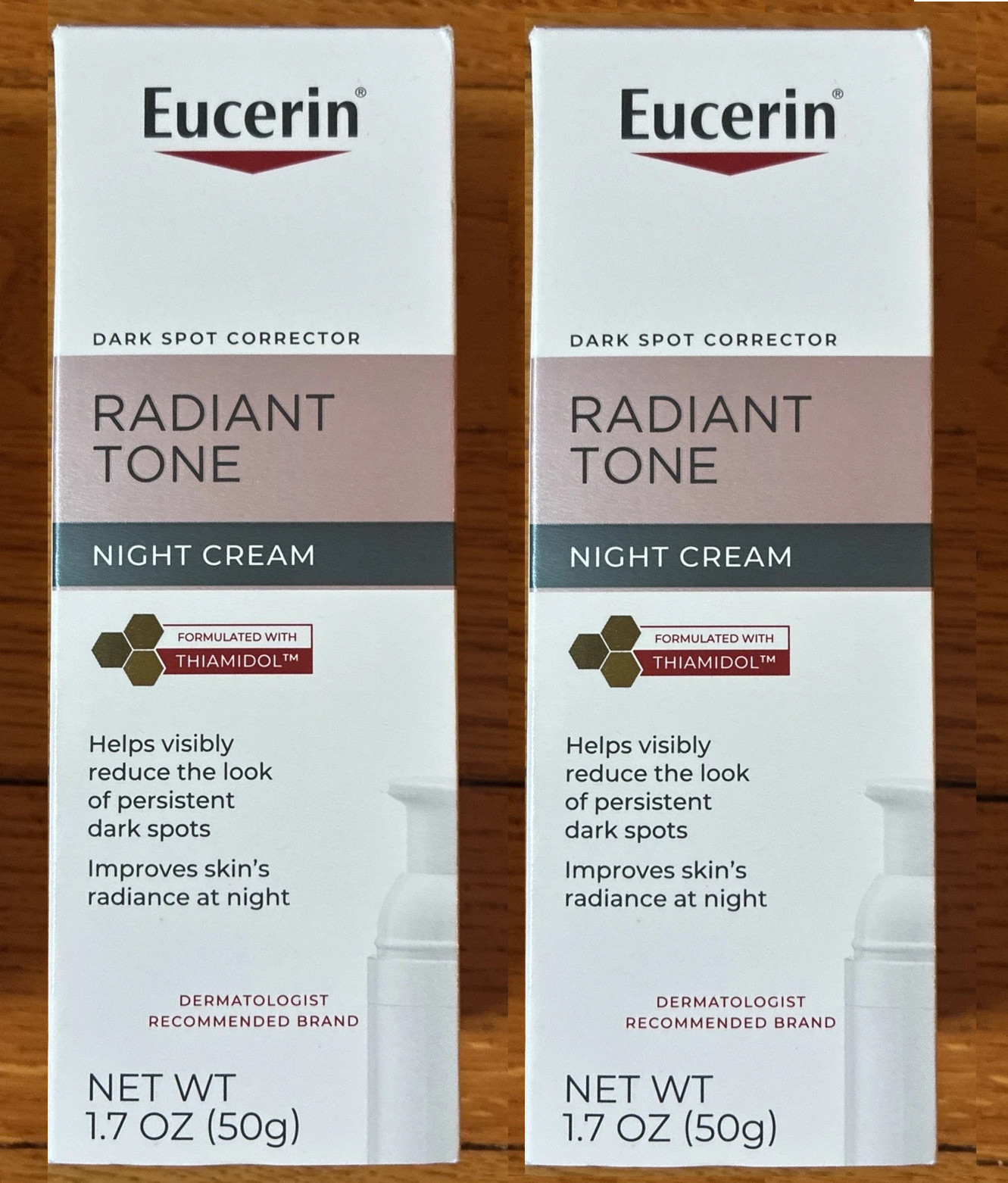 2 LOT - Eucerin Radiant Tone Night Cream 1.7 Ounce Dark Spot Corrector Thiamidol