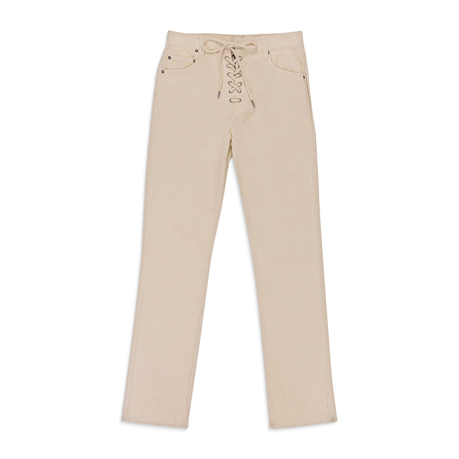 NWT CALLIPYGIAN STRETCH CURDUROY OFF-WHITE LACE-UP JEANS SIZE 0 $195