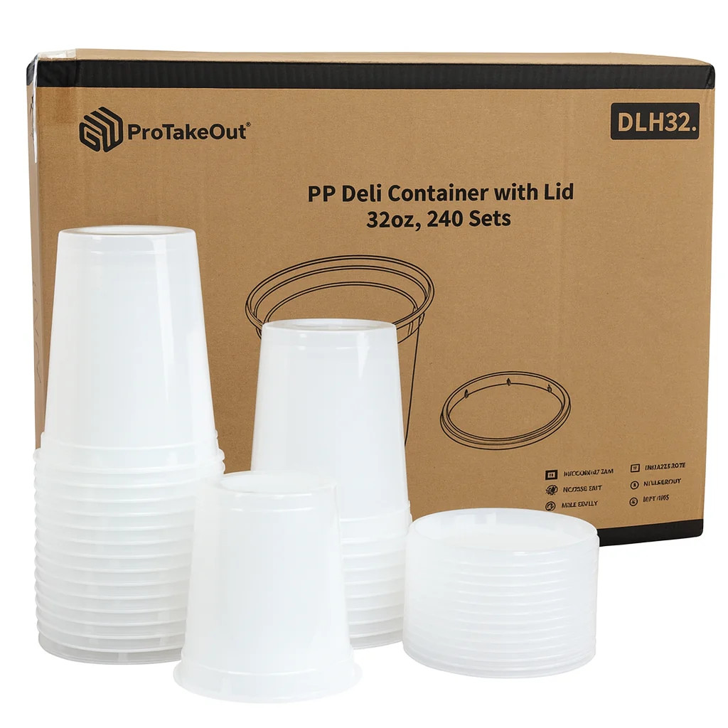 ProTakeOut, [32 oz] Heavy-Duty PP Deli Containers with Lids – 240 Sets (24/20)