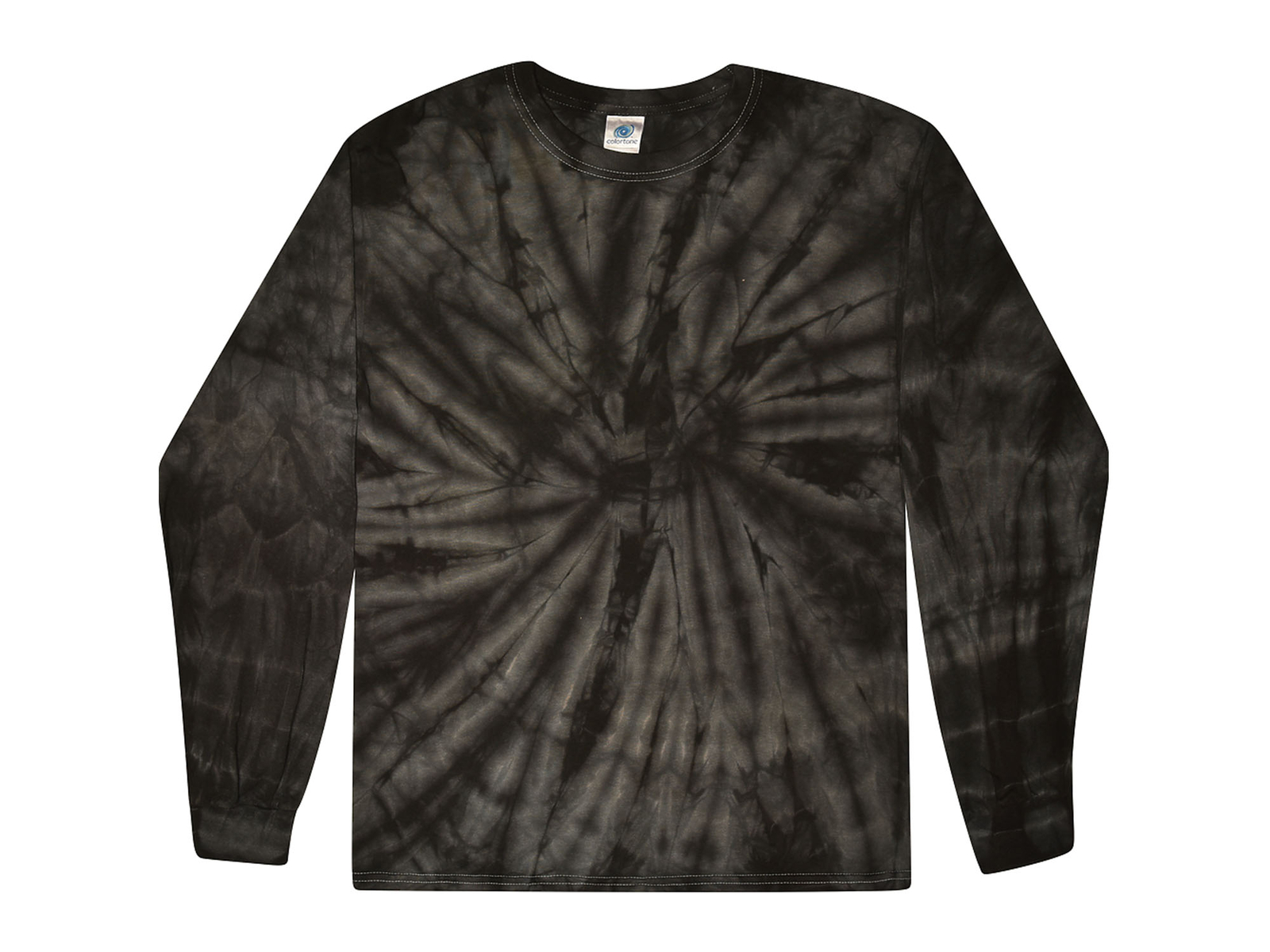 Black Long Sleeve Tie Dye T-Shirt Adult  & Kids 100% Pre-Shrunk Cotton Colortone
