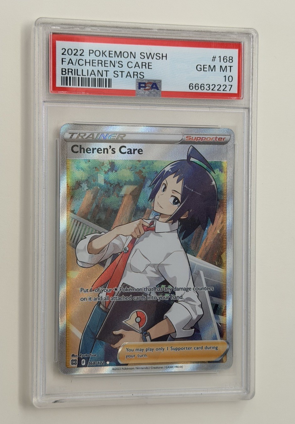 Pokemon Brilliant Stars 168/172 Trainer Full Art Cheren\'s Care PSA 10 Gem Mint Pokemon Brilliant Stars 168/172 Trainer Full Art Cheren\'s Care PSA 10 Gem Mint