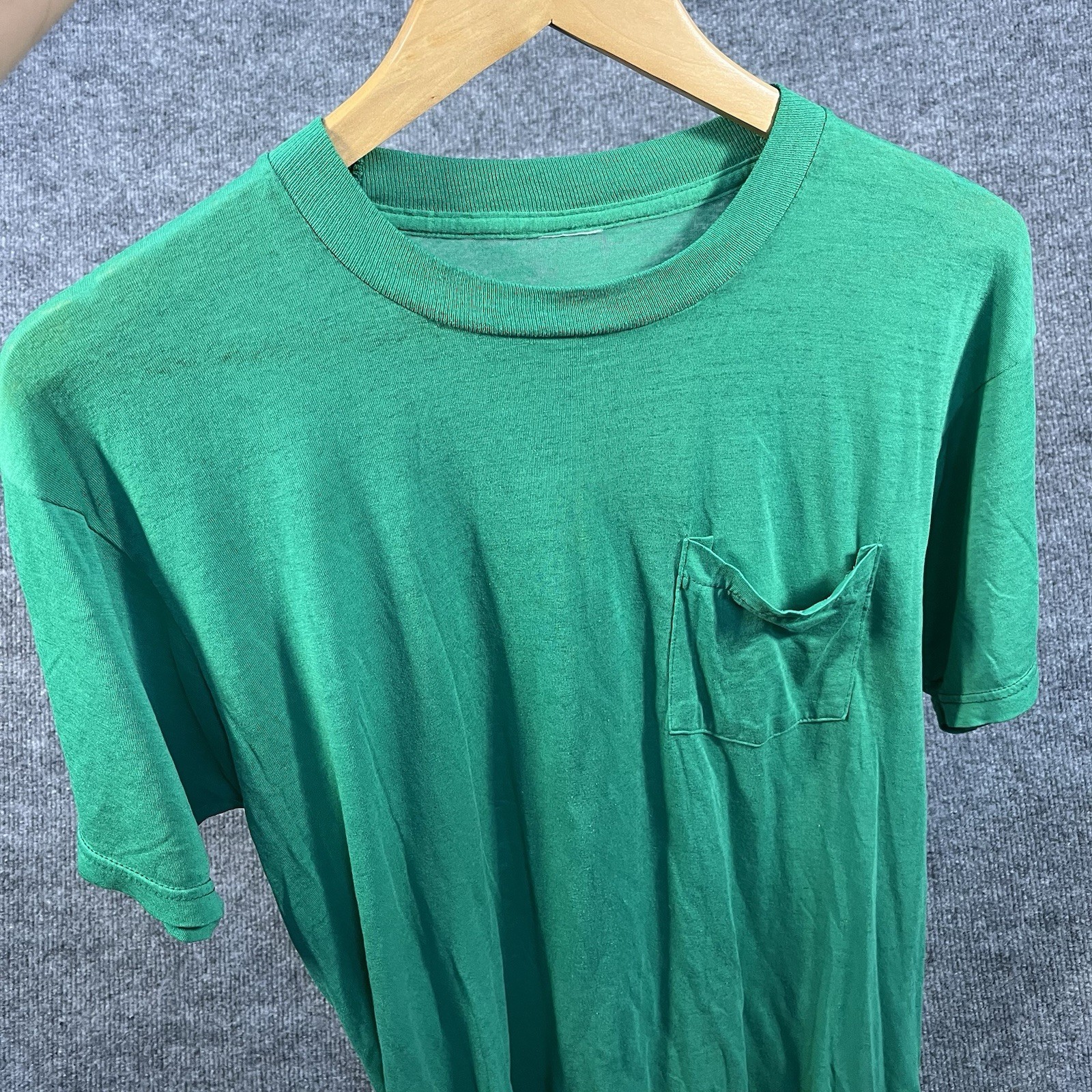 Vintage 80s 70s Paper Thin Grunge Large Distressed Burnout Green Faded T Shirt