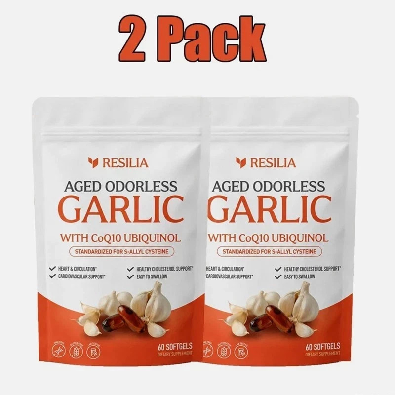 2 Pack Resilia Odorless Aged Garlic Extract 600mg CoQ10 60 Softgels New Sealed 2 Pack Resilia Odorless Aged Garlic Extract 600mg CoQ10 60 Softgels New Sealed