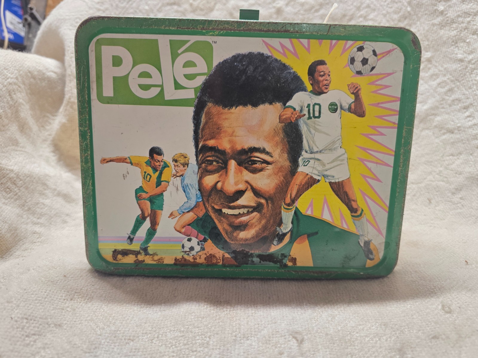 Vintage 1975 Rare Pelé Metal Lunch Box- No Thermos, Light Rust Vintage 1975 Rare Pelé Metal Lunch Box- No Thermos, Light Rust