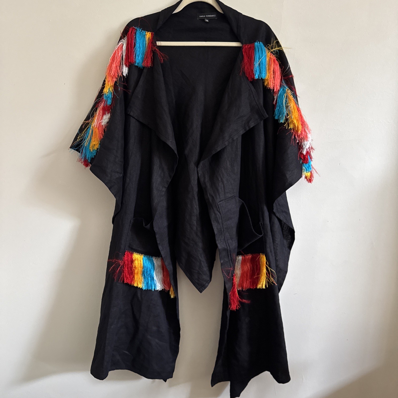 Carla Fernandez Tunic Poncho One Size 40 Long Colorful Cape Z7 Carla Fernandez Tunic Poncho One Size 40 Long Colorful Cape Z7