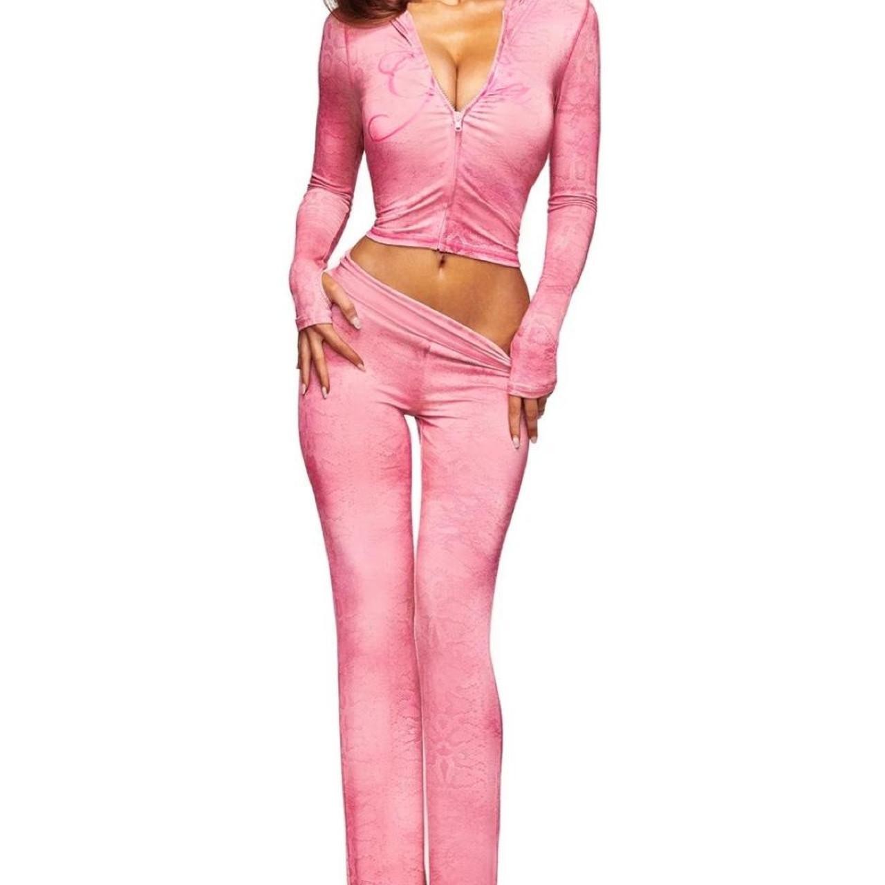I.AM.GIA light serpent Pink Blare Hoodie and pants with subtle textured pattern I.AM.GIA light serpent Pink Blare Hoodie and pants with subtle textured pattern