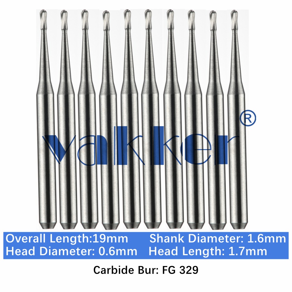 10-100pc Vakker Dental Carbide Burs FG329 19mm Pear Friction Grip Drill Bits 10-100pc Vakker Dental Carbide Burs FG329 19mm Pear Friction Grip Drill Bits