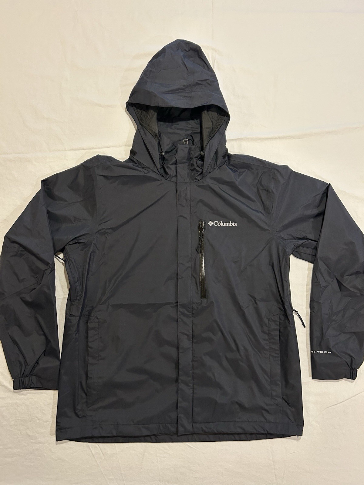Columbia Men’s Black Hooded Full Zip Nylon Jacket, Size L Regular Fit