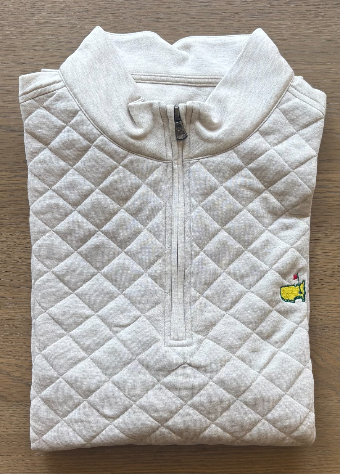 2026 Men\'s Masters Clubhouse Collection Medium Ivory Quilt 1/4 Zip Augusta Golf 2026 Men\'s Masters Clubhouse Collection Medium Ivory Quilt 1/4 Zip Augusta Golf