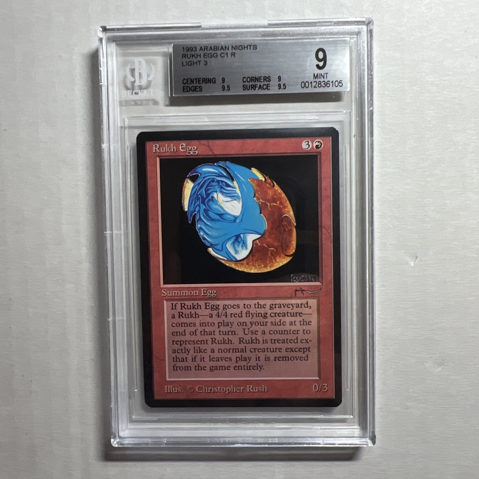 MTG Arabian Nights Rukh Egg Light BGS 9 Quad++ Mint  (w/ x2 9.5 subs)  1993