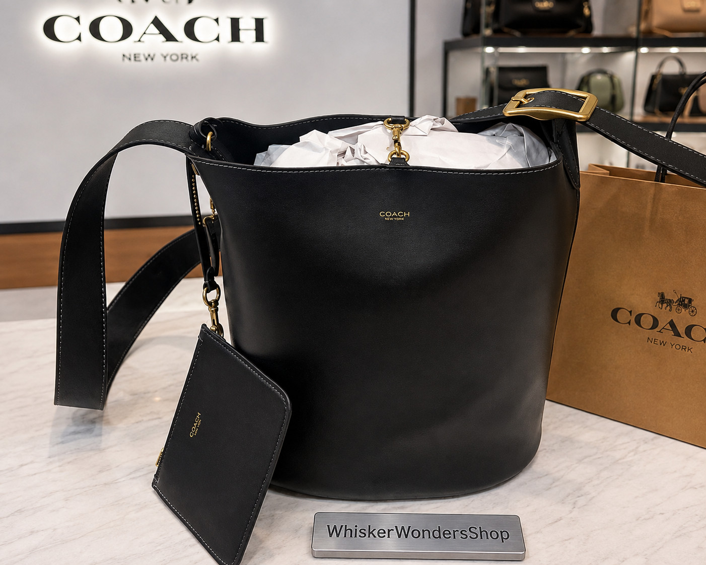 COACH Bleecker Bucket Bag Leather Shoulder Tote CCC23 iPad Wallet Outlet New