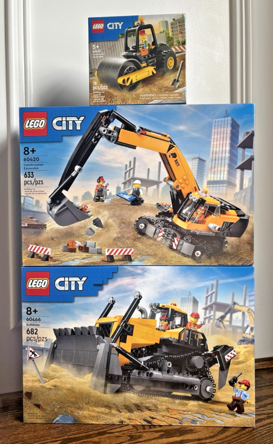 Lego 60420 Construction Excavator 60466 Bulldozer 60401 Steamroller City Set Lot