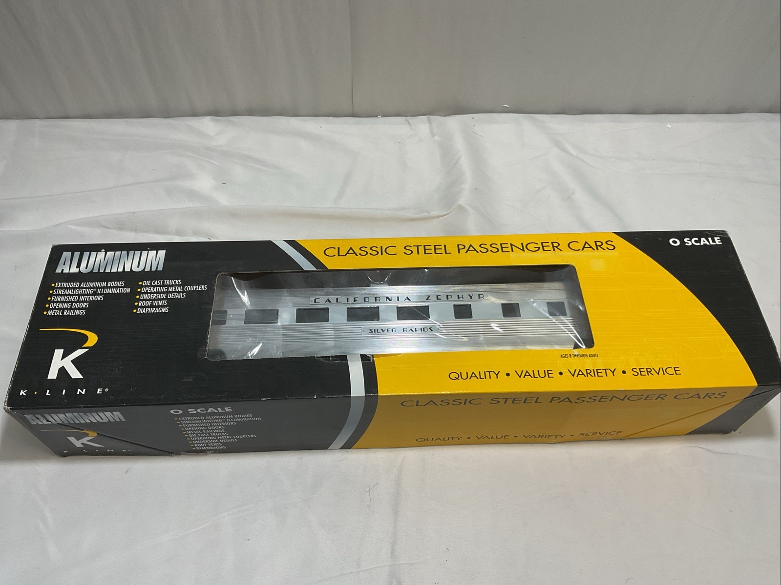 K–Line O Gauge Aluminum Ca Zephyr PRR “Silver Rapids” #8449 Sleeper K4613-48449
