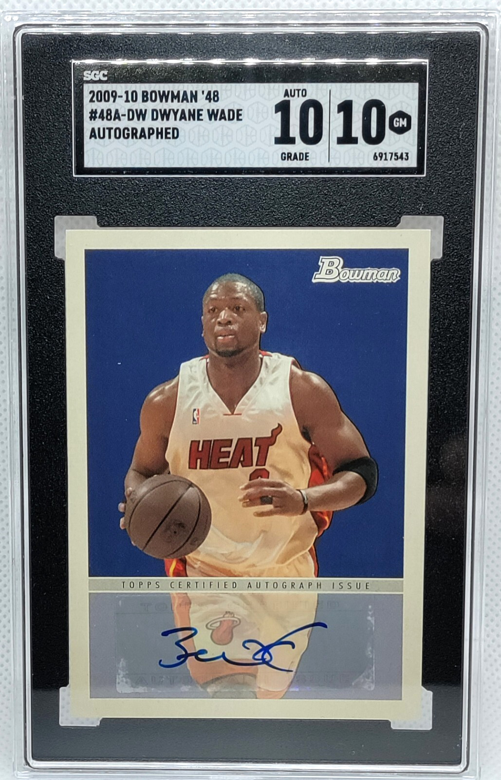 SGC 10 Dwyane Wade Auto 2009-10 Bowman '48 #48A-DW Autograph Miami Heat SGC 10 Dwyane Wade Auto 2009-10 Bowman '48 #48A-DW Autograph Miami Heat