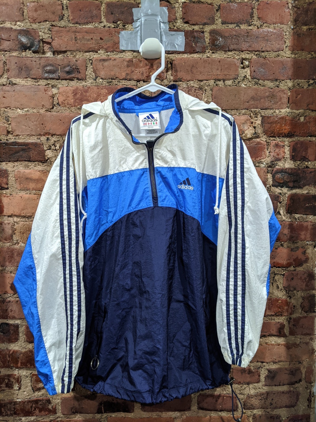 Adidas Windbreaker Pullover 1/2 Zip Jacket Blue Vintage Streetwear 90s Men\'s Med Adidas Windbreaker Pullover 1/2 Zip Jacket Blue Vintage Streetwear 90s Men\'s Med