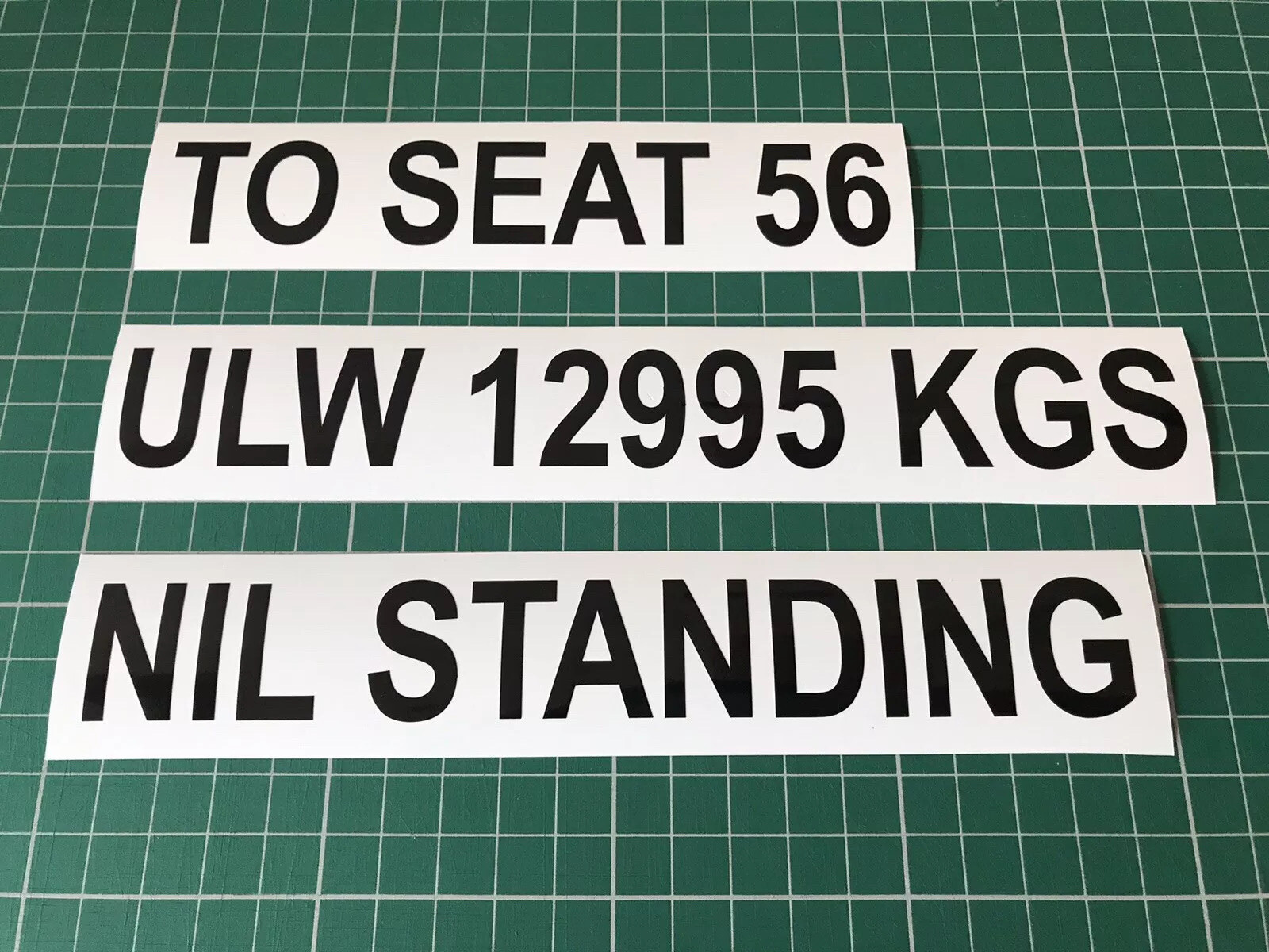 COACH BUS MINIBUS CUSTOM UNLADEN WEIGHT KGS TO SEAT LEGAL LETTERING 25MM STICKER
