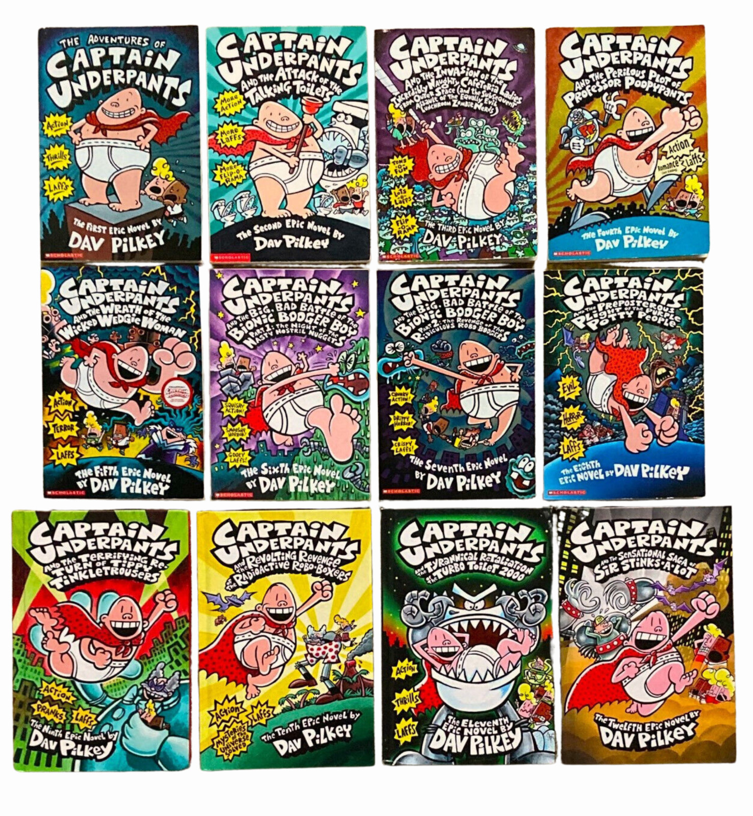 Complete Lot Series - Set of 12 Captain Underpants books by Dav Pilkey Complete Lot Series - Set of 12 Captain Underpants books by Dav Pilkey
