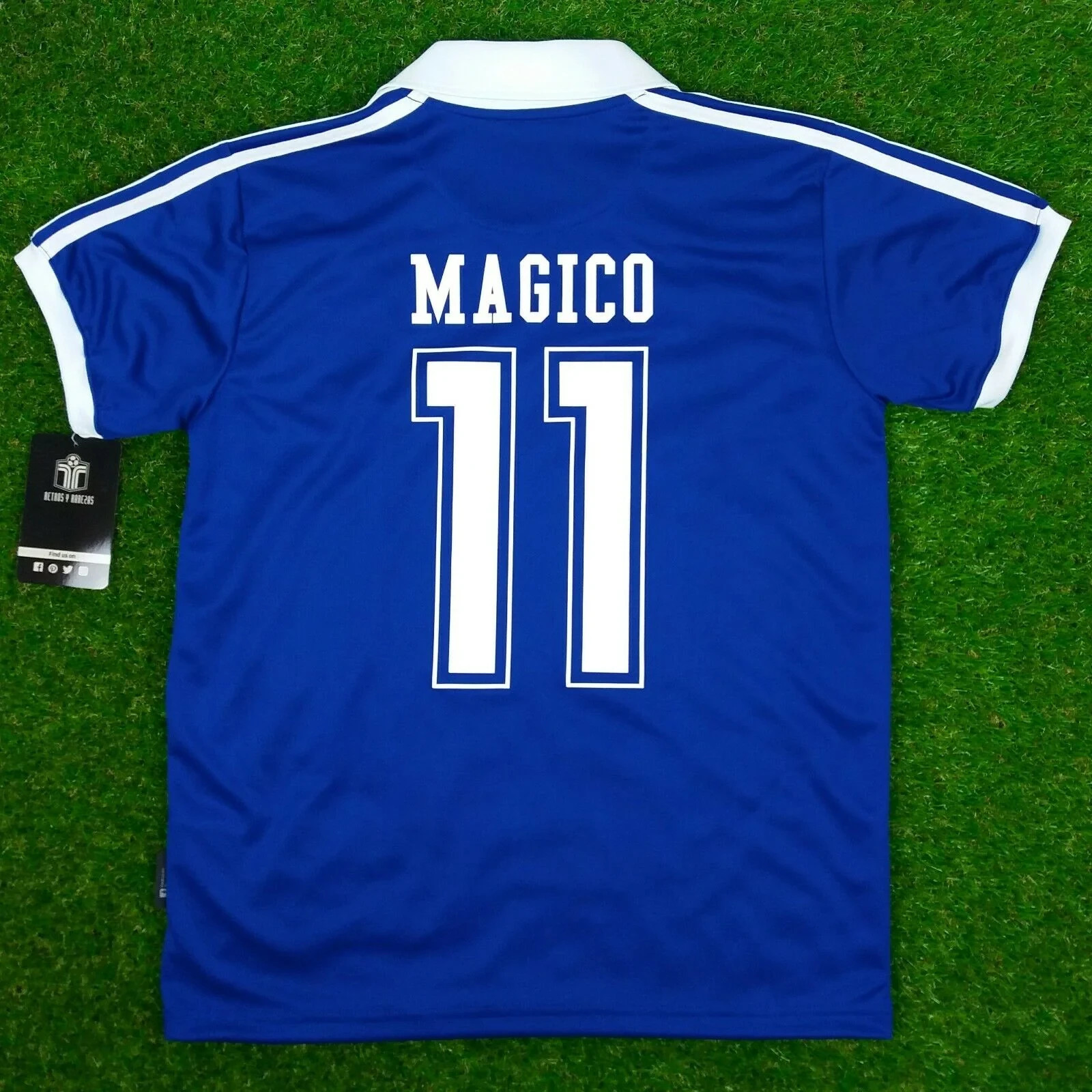 El Salvador, Men´s Retro Soccer Jersey, 1982 Mágico #11, SS Blue (Talla Grande)