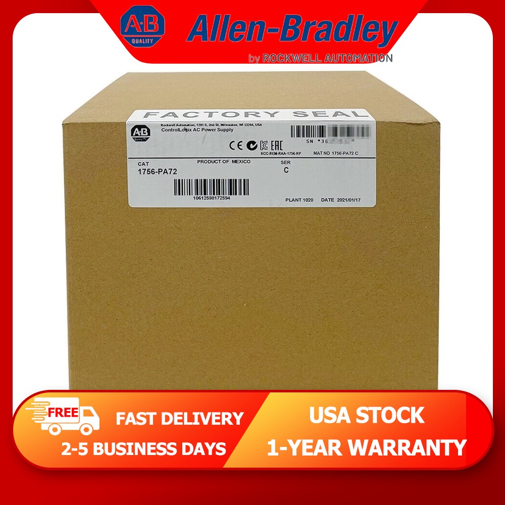 Sealed NEW PLC 1756-PA72 SER C ControlLogix AC Power Supply New In Stock