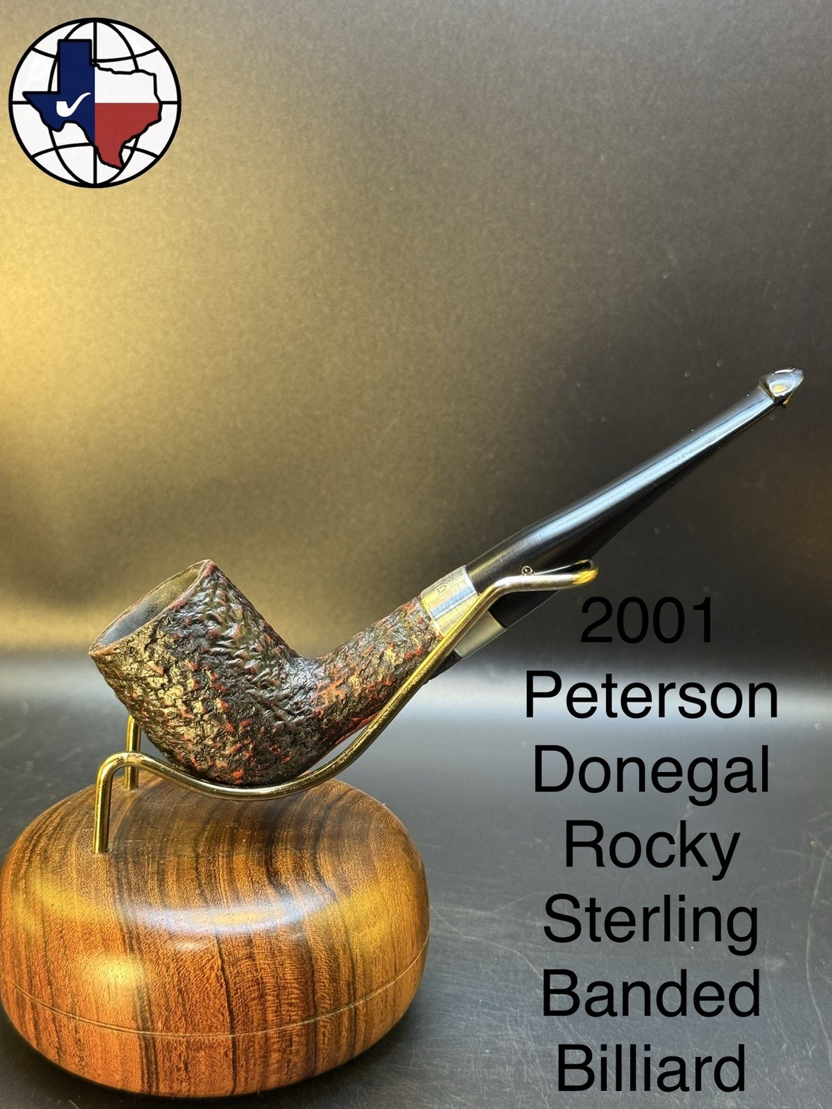 Vintage 2001 Peterson Donegal Rocky Sterling Banded Billiard Tobacco Pipe