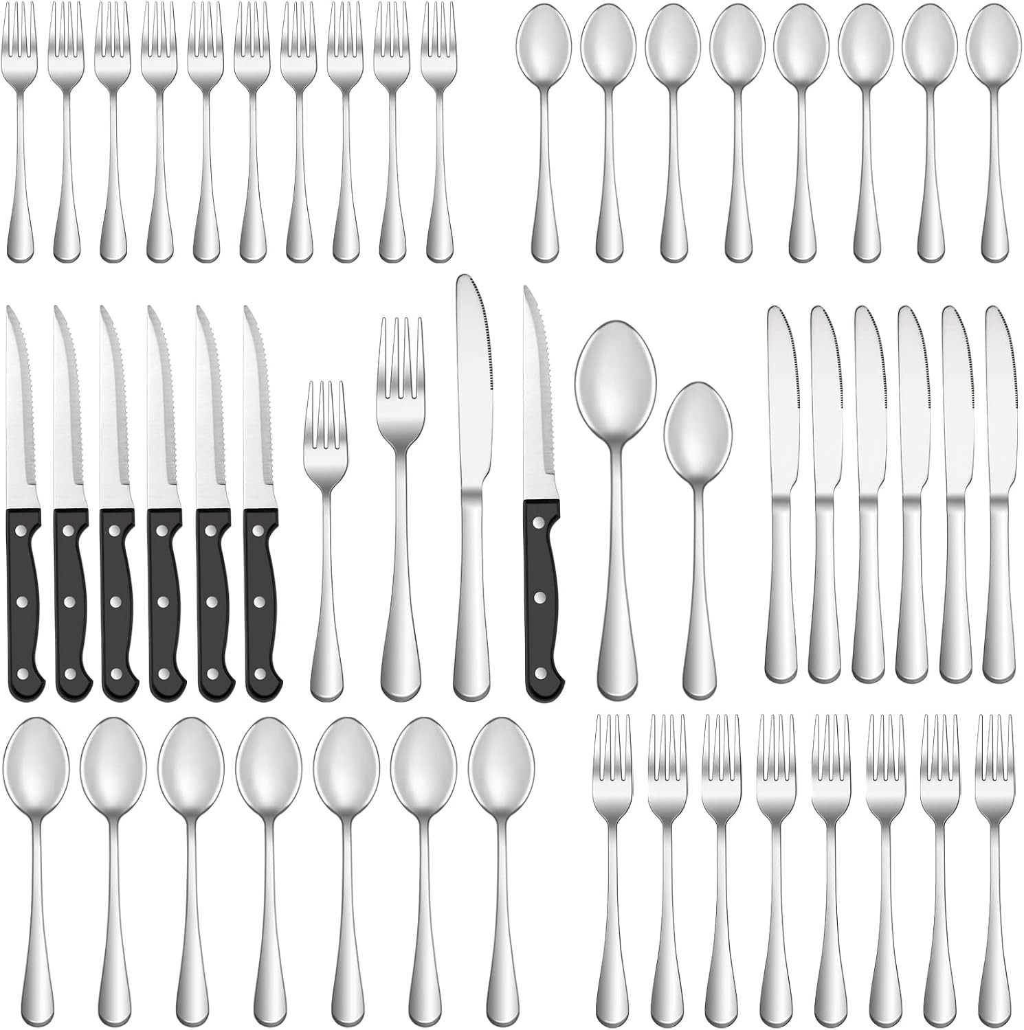 48 Pcs Silverware Set for 8 Stainless Steel Flatware Cutlery Kitchen Utensil New